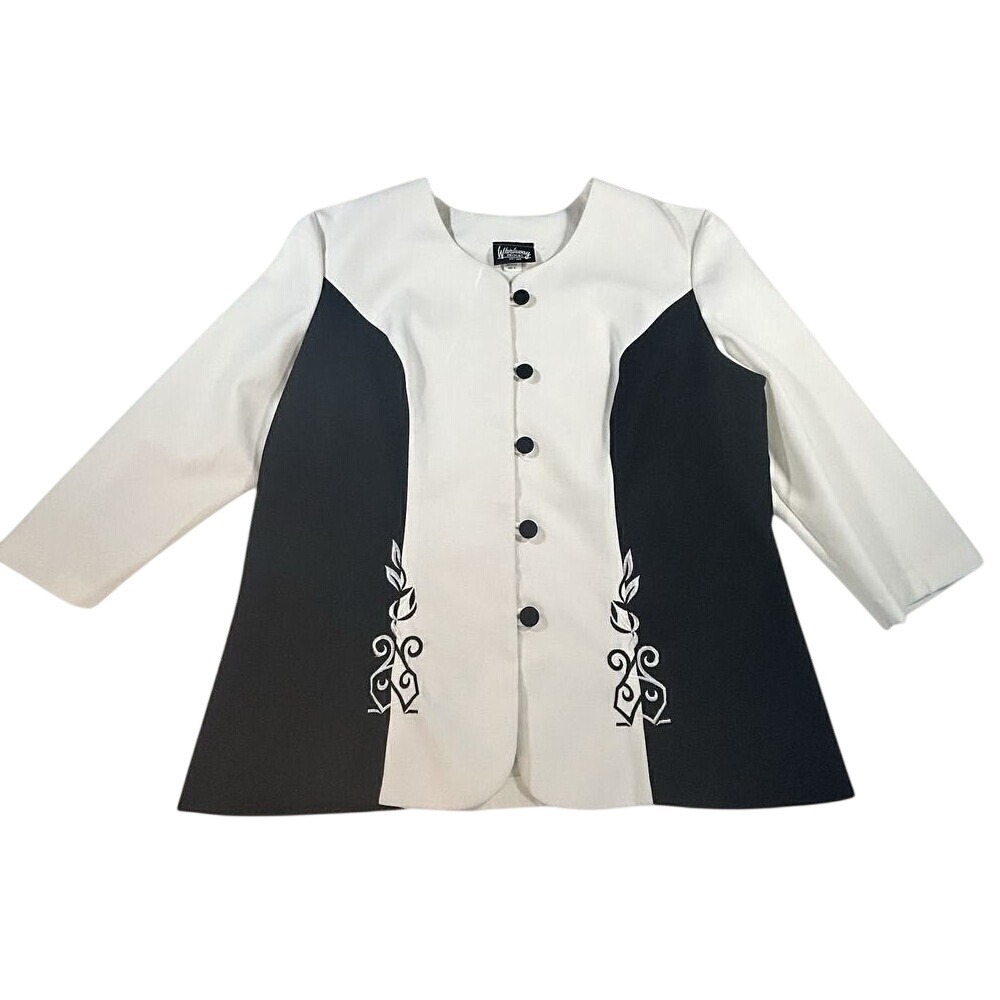 Vintage Whirlaway Frocks Western Blazer Size 18 USA | Black White Embroidered